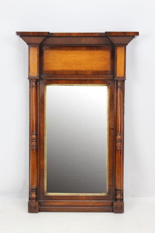 Large Regency Mahogany & Birds Eye Maple Pier Mirror