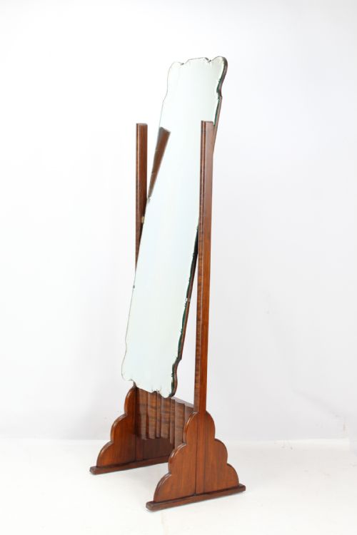 Walnut Art Deco Cheval Mirror