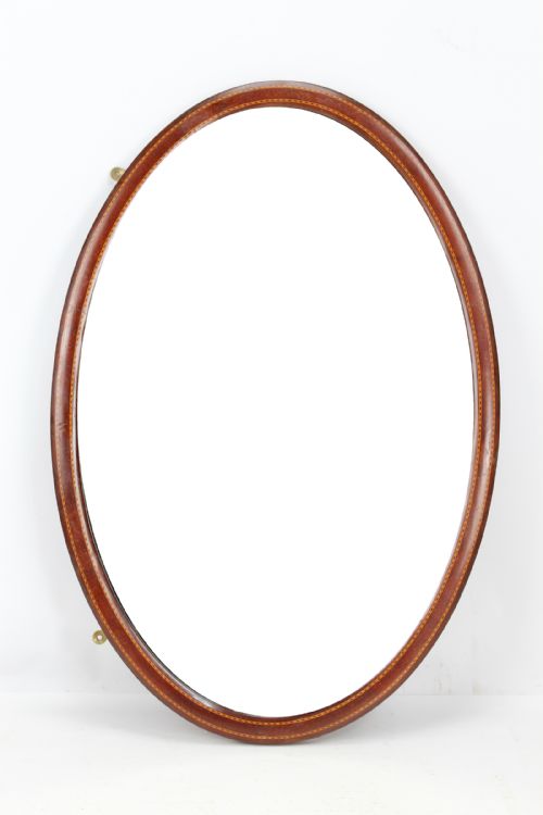 Edwardian Mahogany & Inlaid Oval Mirror