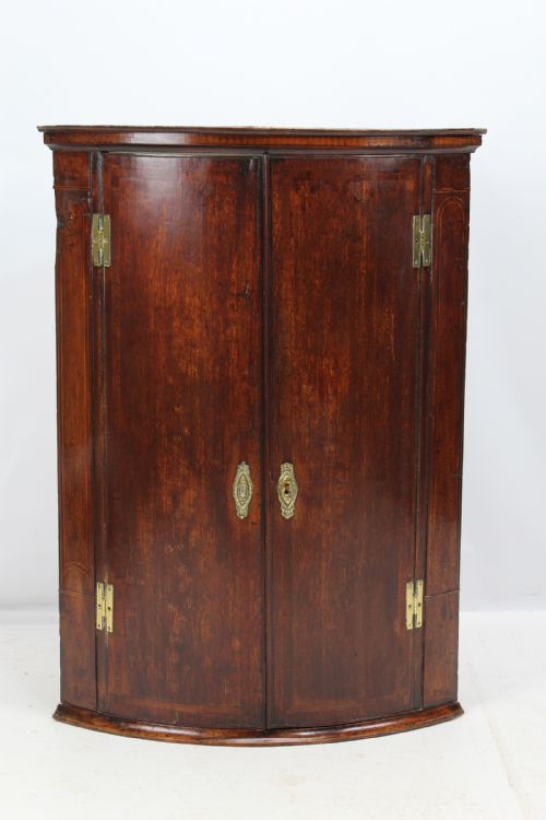 Georgian Oak Bow Front Corner Cupboard