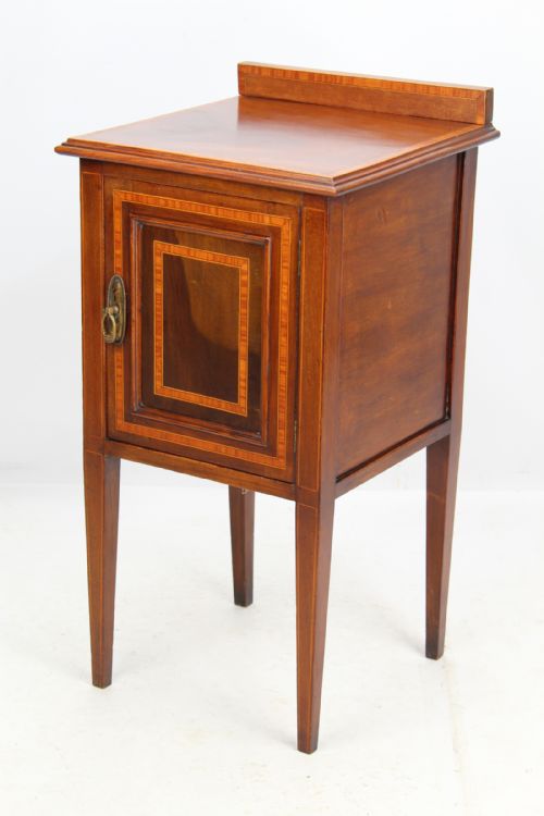 Edwardian Mahogany Inlaid Bedside Cabinet