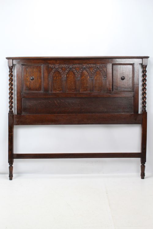 fig 1. Edwardian Oak Double Bed Headboard