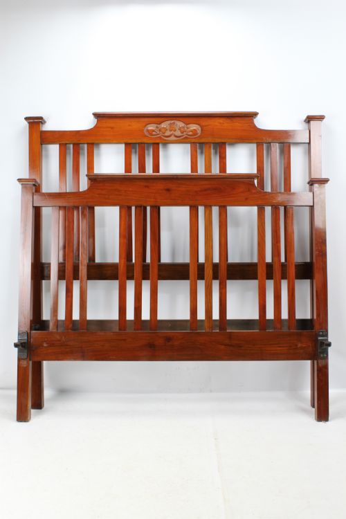 fig 1. Antique Edwardian Walnut Double Bed