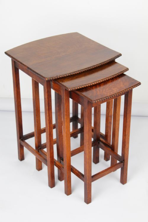 fig 1. Small Oak Nest of 3 Coffee Tables