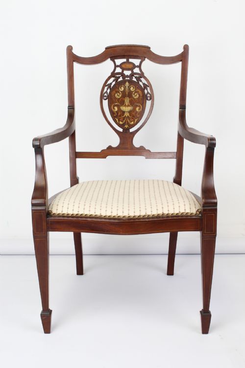Victorian Inlaid Mahogany Dressing Table Chair