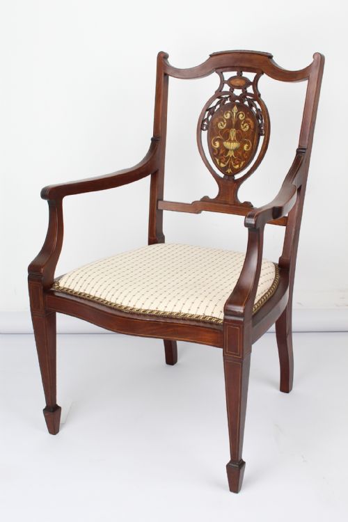 fig 1. Victorian Inlaid Mahogany Dressing Table Chair