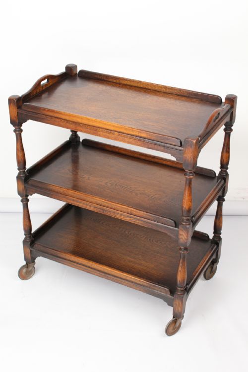 Tray Top Oak Tea Trolley