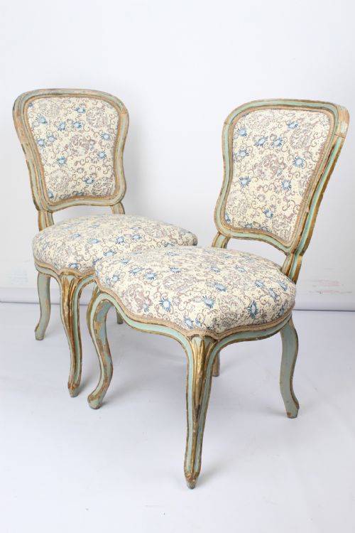 fig 1. Pair Antique French Balloon Back Chairs