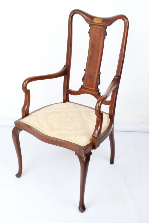 fig 1. Edwardian Mahogany & Inlaid Open Armchair