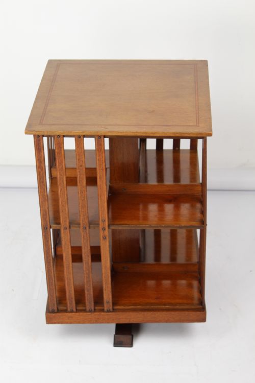 fig 1. Small Sized Edwardian Mahogany Inlaid Revolving Bookcase