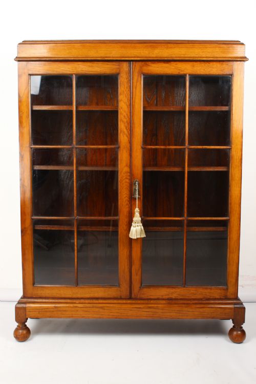 Edwardian Oak Bookcase Cabinet