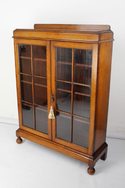 fig 1. Edwardian Oak Bookcase Cabinet