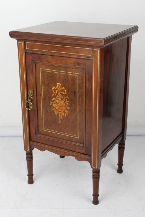 fig 1. Edwardian Mahogany Inlaid Bedside Cabinet