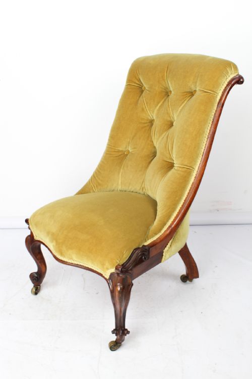 Small Victorian Button Back Rosewood Slipper Chair