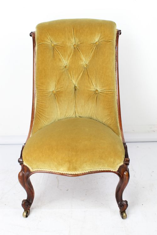 fig 1. Small Victorian Button Back Rosewood Slipper Chair