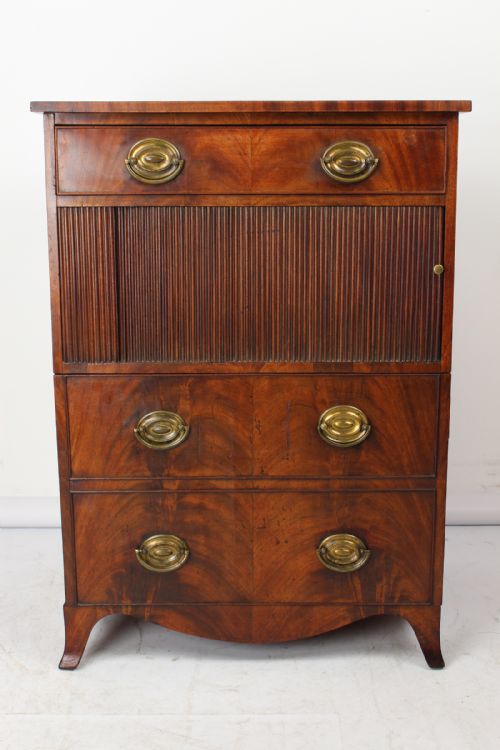 Georgian Mahogany Tambour Front Side Cabinet
