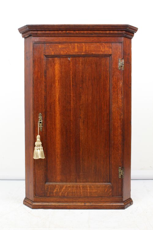 Slim Georgian Oak Corner Cupboard