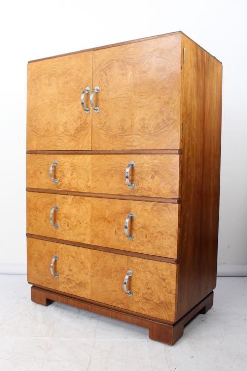 Art Deco Burr Walnut Tall Boy