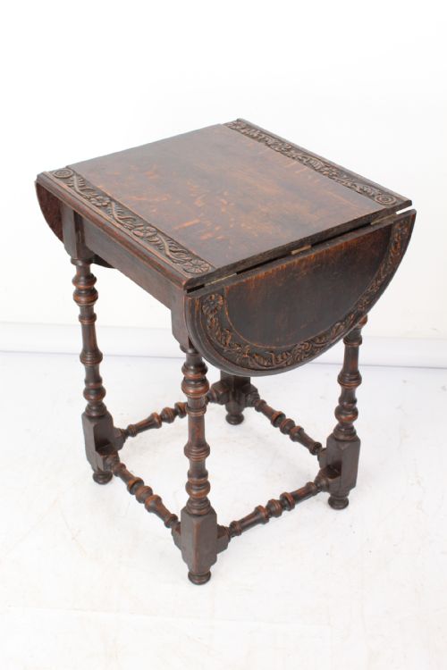 Small Victorian Gothic Oak Side Table