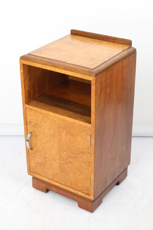 fig 1. Art Deco Burr Walnut Bedside Cabinet