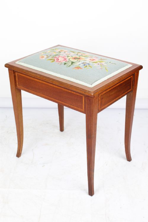 Edwardian Mahogany & Inlaid Piano Stool