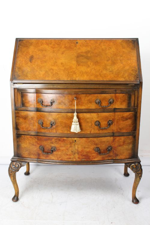 Edwardian Burr Walnut Bureau