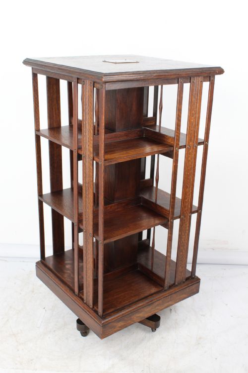 fig 1. Large Victorian Oak Revolving Bookcase Dated 1900