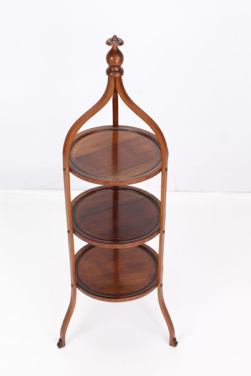 Edwardian Inlaid Mahogany 3 Tier Cake Stand