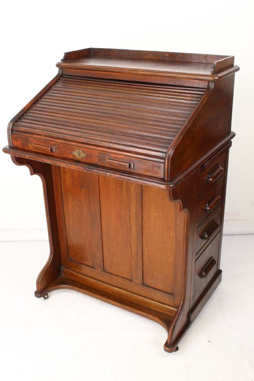 Edwardian Oak Roll Top Desk by Lebus