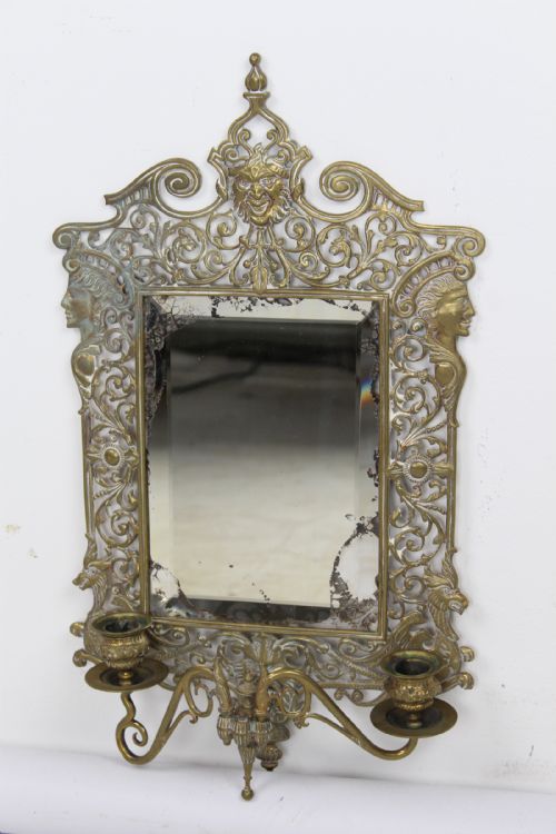 Victorian William Tonks Pierced Brass Girandole Mirror