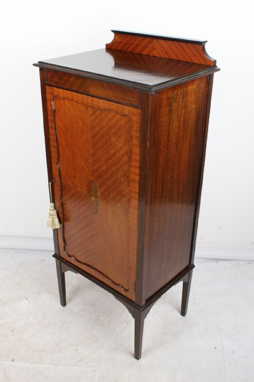 Tall Edwardian Mahogany Music Cabinet