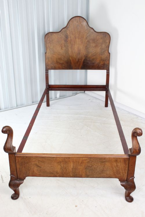 fig 1. Pair Edwardian Queen Anne Revival Mahogany Single Beds
