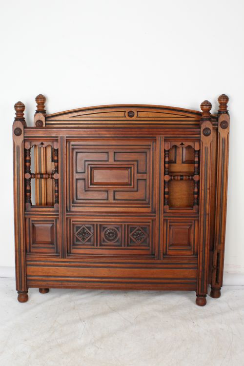 Victorian Gothic Revival Walnut Single Bed Manner of Gillows