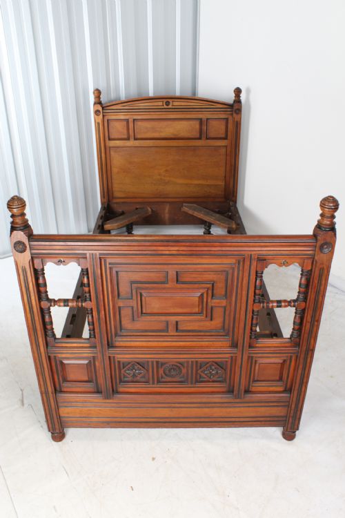 fig 1. Victorian Gothic Revival Walnut Single Bed Manner of Gillows