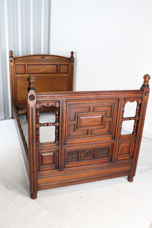 fig 2. Victorian Gothic Revival Walnut Single Bed Manner of Gillows