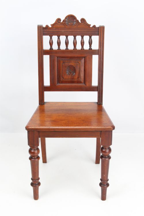 fig 1. Pair Victorian Walnut Hall Chairs