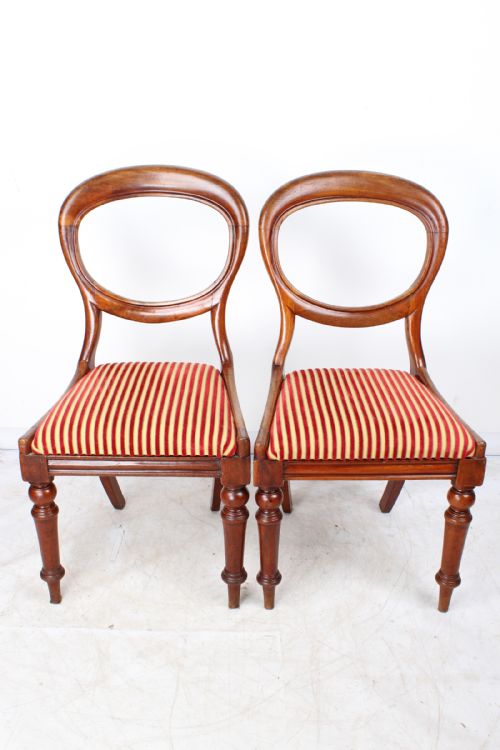 Pair Victorian Mahogany Balloon Back Chairs