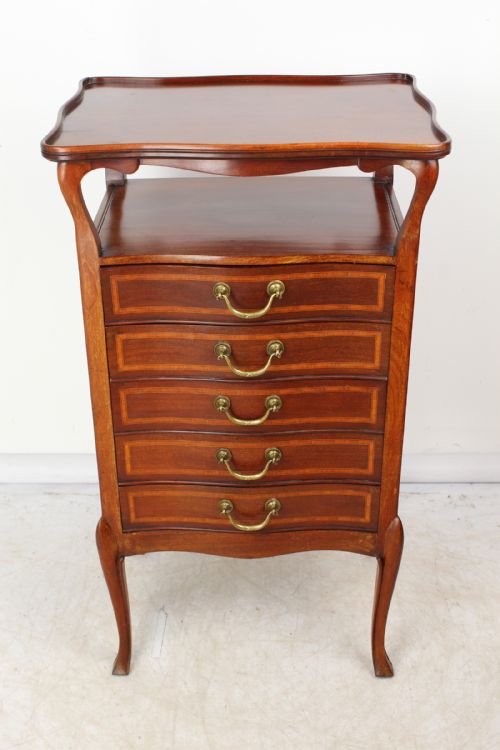 Victorian Inlaid Mahogany Music Cabinet with Label