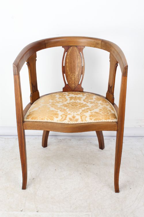 Edwardian Mahogany & Inlaid Tub Chair