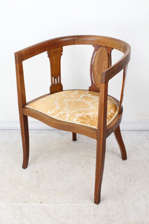 fig 1. Edwardian Mahogany & Inlaid Tub Chair