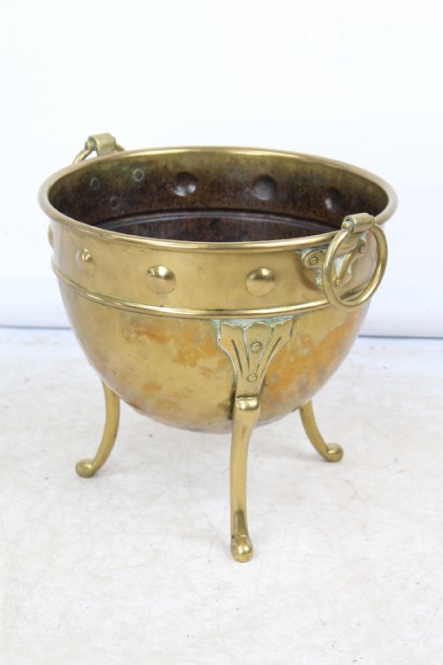 Edwardian Brass Log Bin Planter
