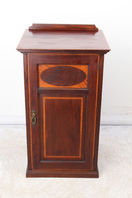 Edwardian Mahogany Inlaid Bedside Cabinet Night Stand