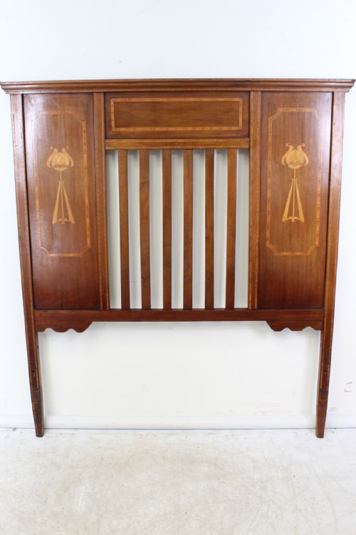 Edwardian Arts & Crafts Mahogany Double Bed Headboard