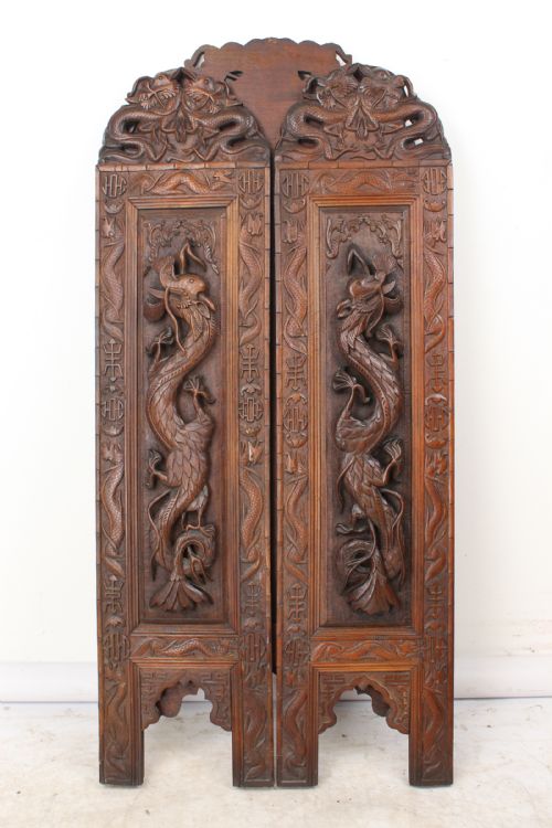 fig 2. Large Antique Anglo-Indian Kashmiri Walnut Fire Screen