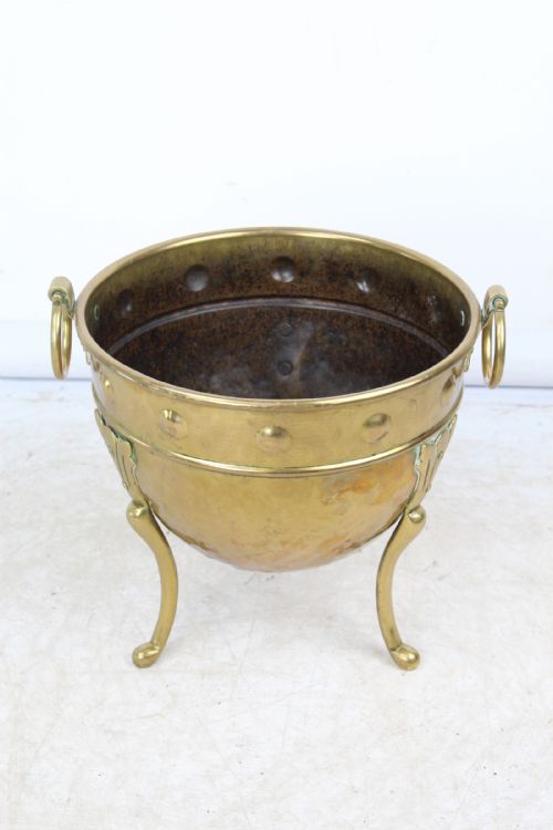 VICTORIAN ARTS CRAFTS BRASS JARDINIRE BY HENRY LOVERIDGE - ADDITIONAL PHOTO 4