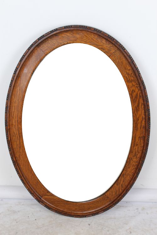 Large Edwardian Oak Framed Oval Mirror