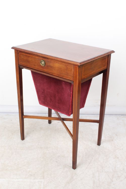 fig 1. Small Edwardian Inlaid Mahogany Sewing Table