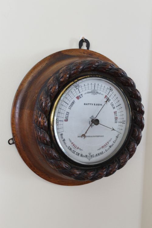 fig 1. Large Victorian Oak Circular Ships Barometer by Batty & Son