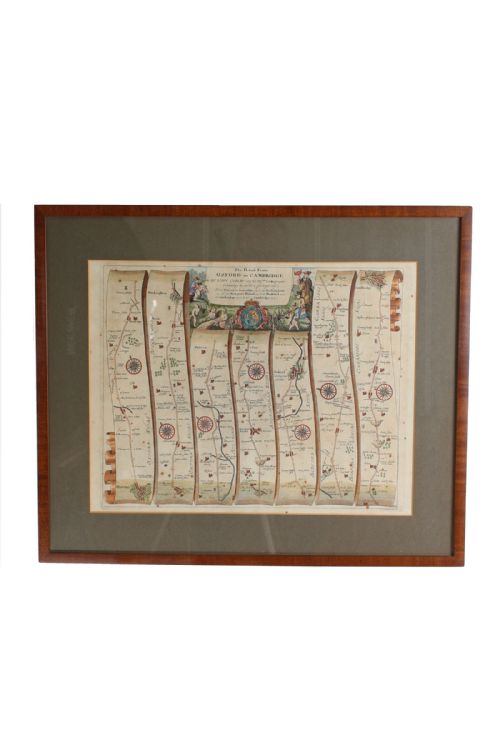 17th Century Road Map of Oxford to Cambridge John Ogilby
