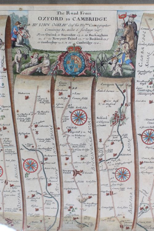 fig 1. 17th Century Road Map of Oxford to Cambridge John Ogilby